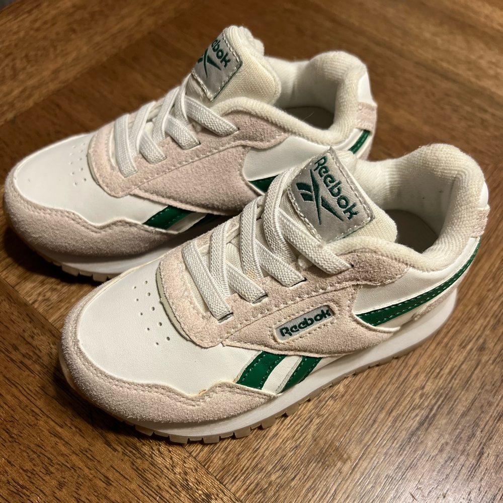 Reebok Kids' White and Green Sneakers